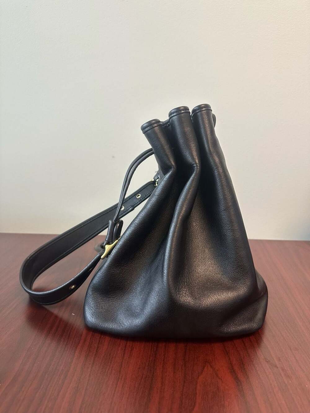 Coach Vintage Legacy Black Leather Drawstring Bucket Bag 9165